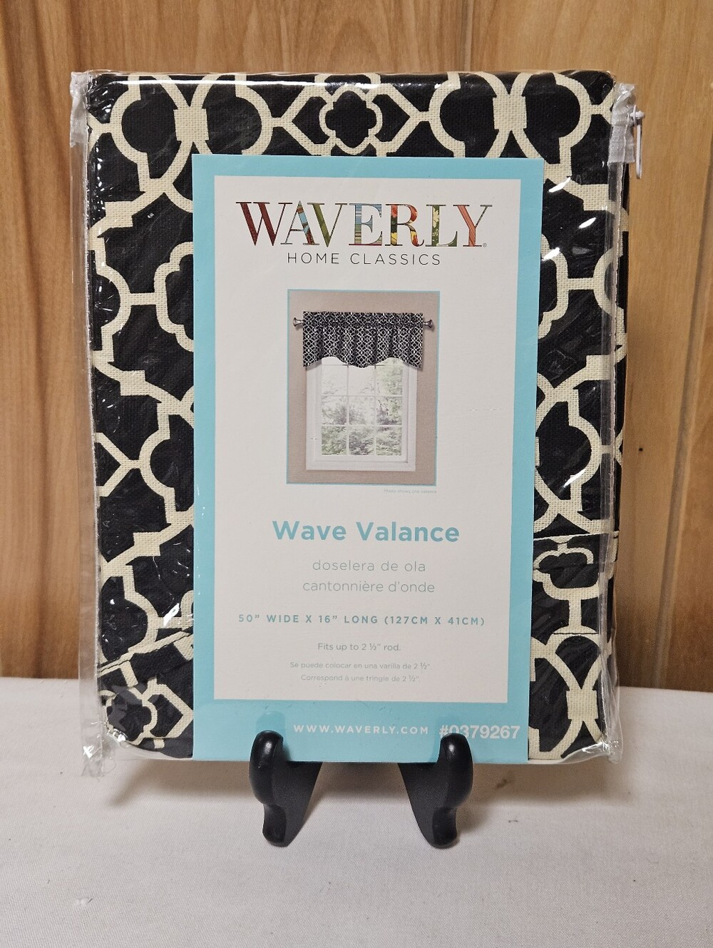 Waverly Wave Window Valance Onyx Black White 50"×16" New In Package